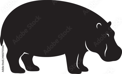 Stylized Hippopotamus Silhouette in Side Profile – Vector Illustration