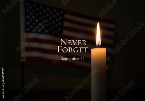 Commemorative candle with American flag background and 