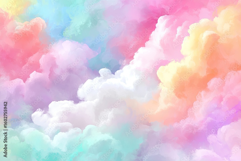 Fototapeta premium Pastel cloudscape, vibrant colors, soft hues