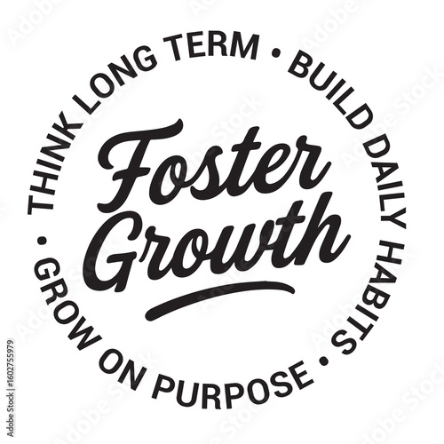 Foster growth, think long term, build daily habits, grow on purpose, inspirational design quote, motivational quotes, typography illustration lettering quotes