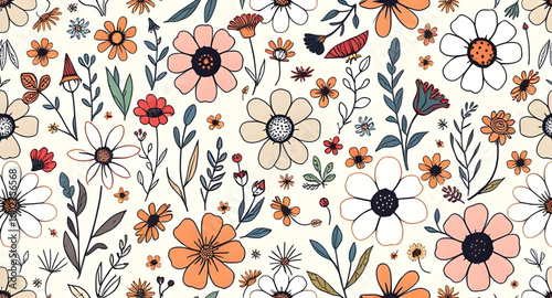 Floral seamless pattern, Flower background, Blooming flowers pattern, Botanical wallpaper, Vintage floral design, Seamless flower texture, Colorful floral repeat, Elegant flower pattern, Watercolor fl