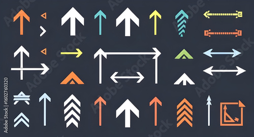 arrows, set, direction, pointer, icon, navigation, vector, symbol, design, graphic, sign, illustration, forward, backward, up, down, left, right, rotation, curved, straight, double, circular, guide, e