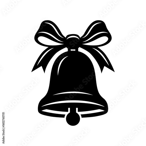 Bell with Bow Silhouette Icon