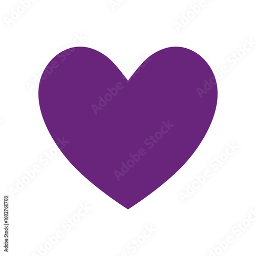 Purple Heart Shape Isolated on White