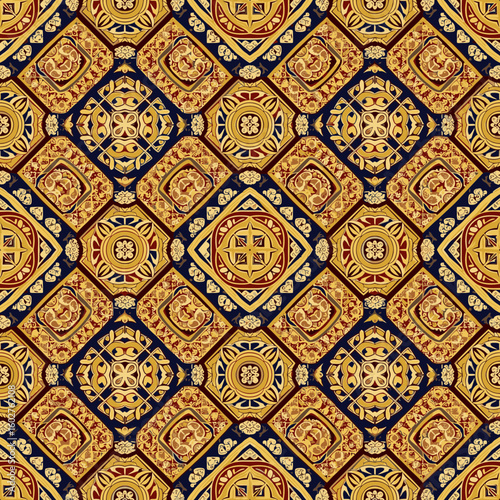 Traditional Japanese Shippō style seamless pattern in vibrant colors  