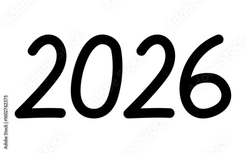 おしゃれな手書き数字の2026年のシンプル素材