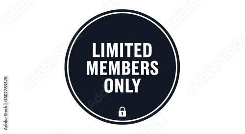 Limited Members Only Dark Blue Circle Emblem with Lock Vector