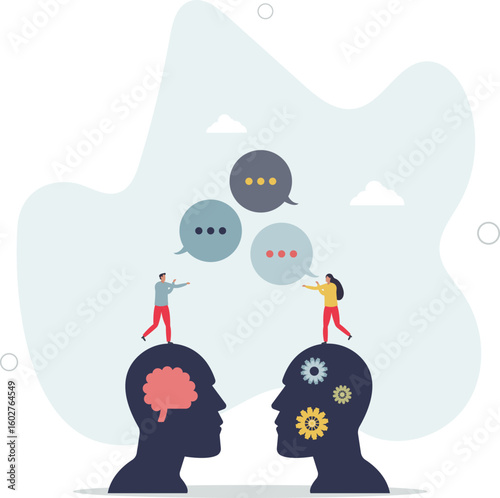 Natural language processing or NLP as AI development tiny person concept.human life.