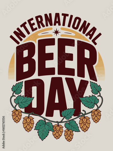 International Beer Day Celebration Hops Brew Cheers Poster