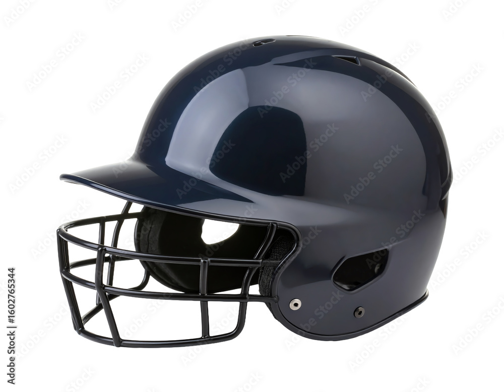 Naklejka premium One black baseball helmet isolated on white