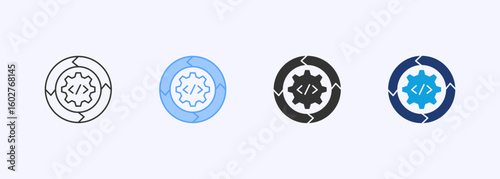 Continuous Deployment Icon Set Multiple Style Collection