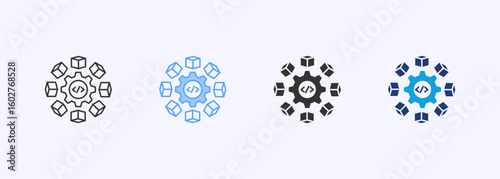 Microservices Icon Set Multiple Style Collection