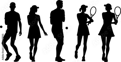 Tennis, players, group, team, vector bundle