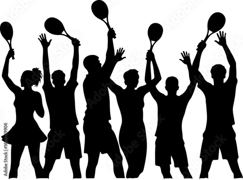 Tennis, players, group, team, vector bundle