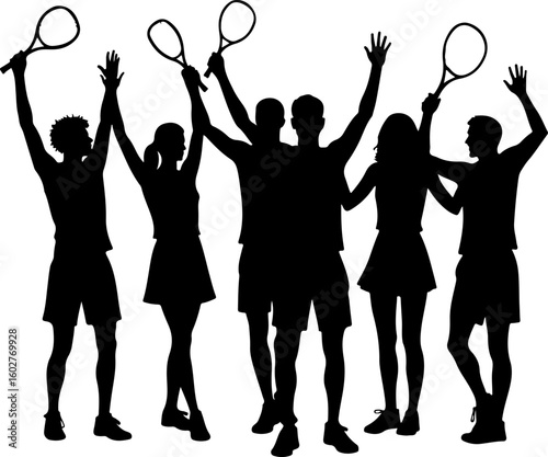Tennis, players, group, team, vector bundle
