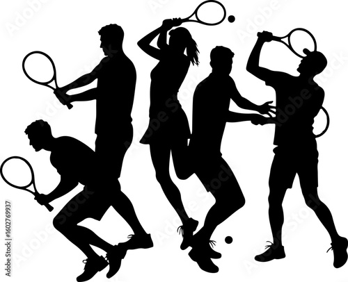 Tennis, players, group, team, vector bundle
