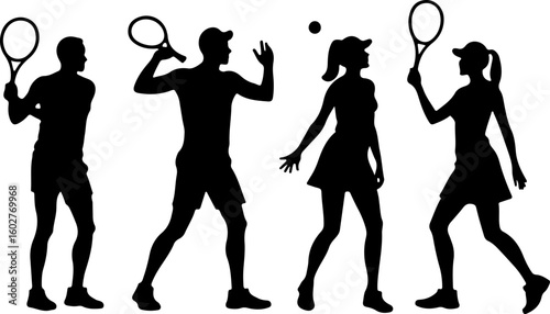 Tennis, players, group, team, vector bundle