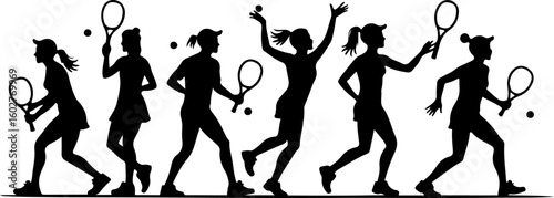 Tennis, players, group, team,  vector
