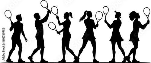 Tennis, players, group, team,  vector
