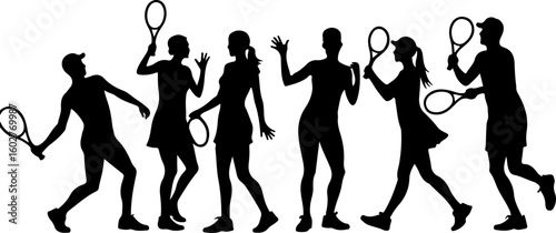 Tennis, players, group, team,  vector
