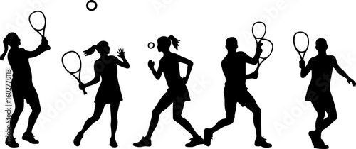 Tennis, players, group, team,  vector