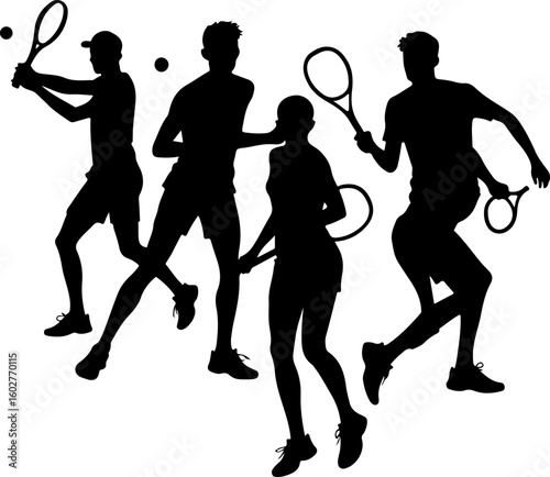 Tennis, players, group, team,  vector