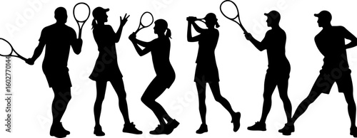 Tennis, players, group, team,  vector