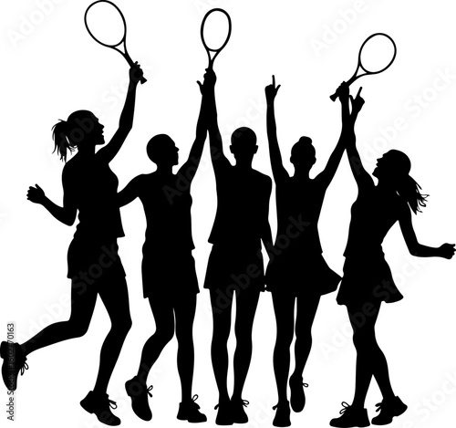 Tennis, players, group, team,  vector