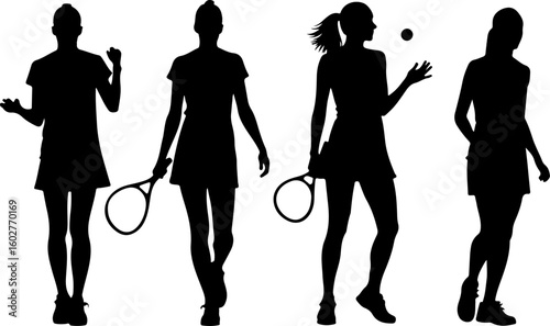 Tennis, players, group, team,  vector