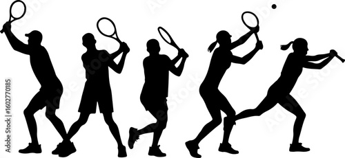 Tennis, players, group, team,  vector