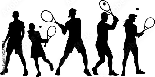 Tennis, players, group, team,  vector