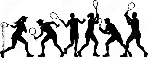 Tennis, players, group, team,  vector