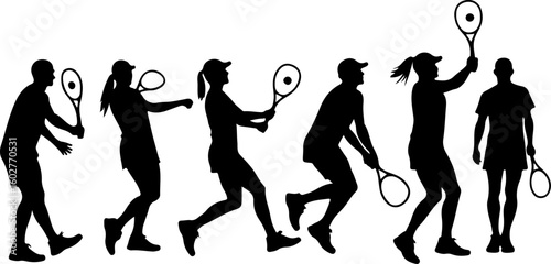 Tennis, players, group, team,  vector