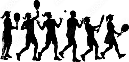 Tennis, players, group, team,  vector