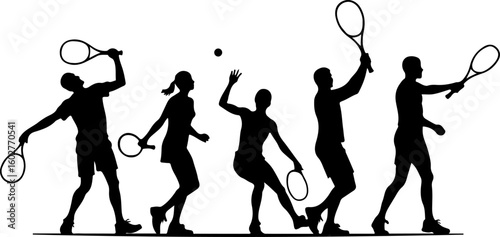 Tennis, players, group, team,  vector