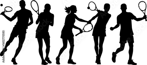 Tennis, players, group, team,  vector