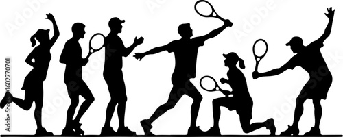 Tennis, players, group, team,  vector