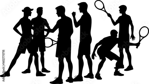 Tennis, players, group, team,  vector