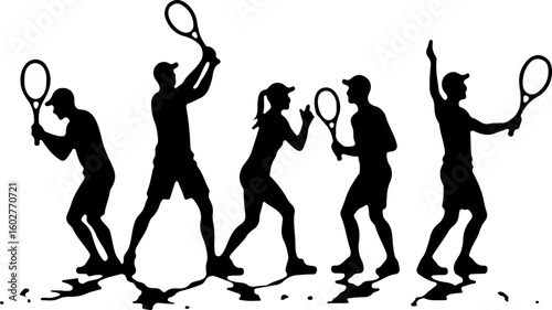 Tennis, players, group, team,  vector