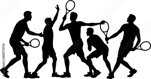 Tennis, players, group, team,  vector