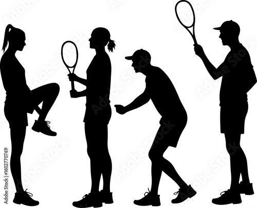 Tennis, players, group, team,  vector
