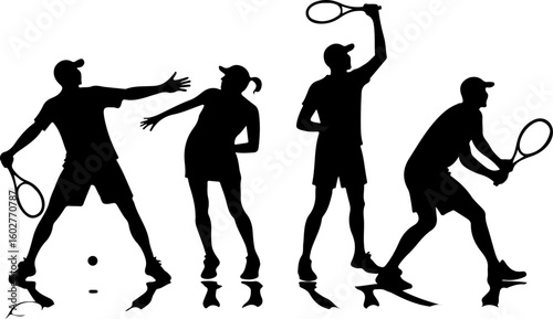 Tennis, players, group, team,  vector