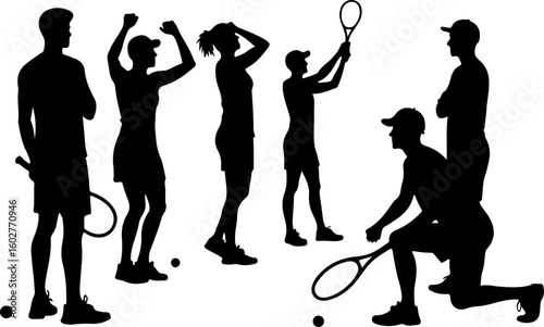 Tennis, players, group, team,  vector