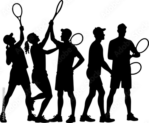 Tennis, players, group, team,  vector