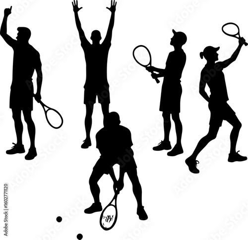 Tennis, players, group, team,  vector
