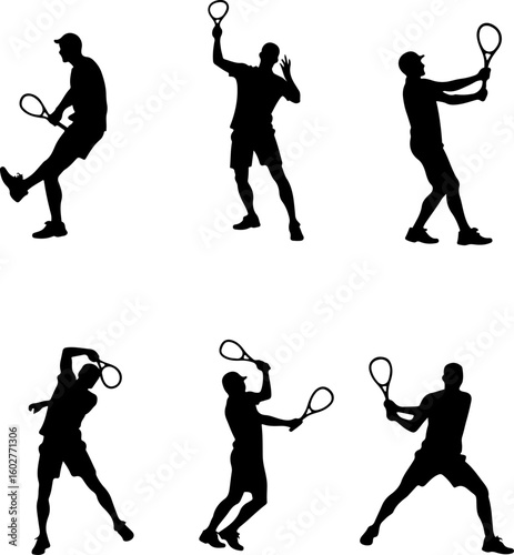 Tennis, players, group, team, silhouette, 