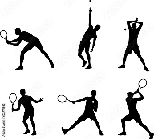 Tennis, players, group, team, silhouette, 