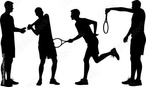  Group of Tennis Players Silhouettes
