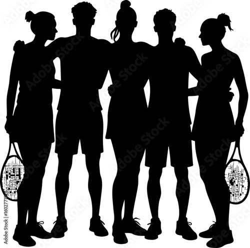  Group of Tennis Players Silhouettes