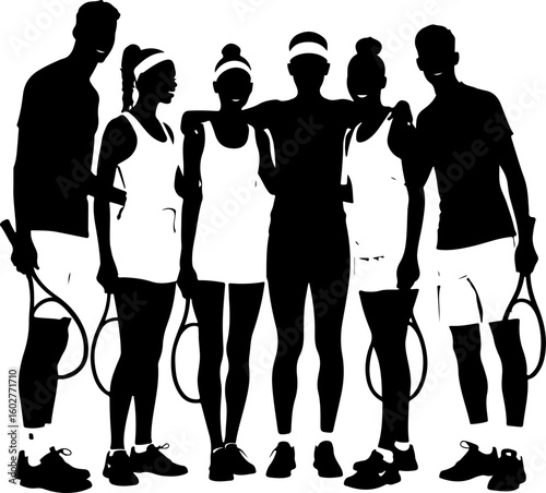  Group of Tennis Players Silhouettes
